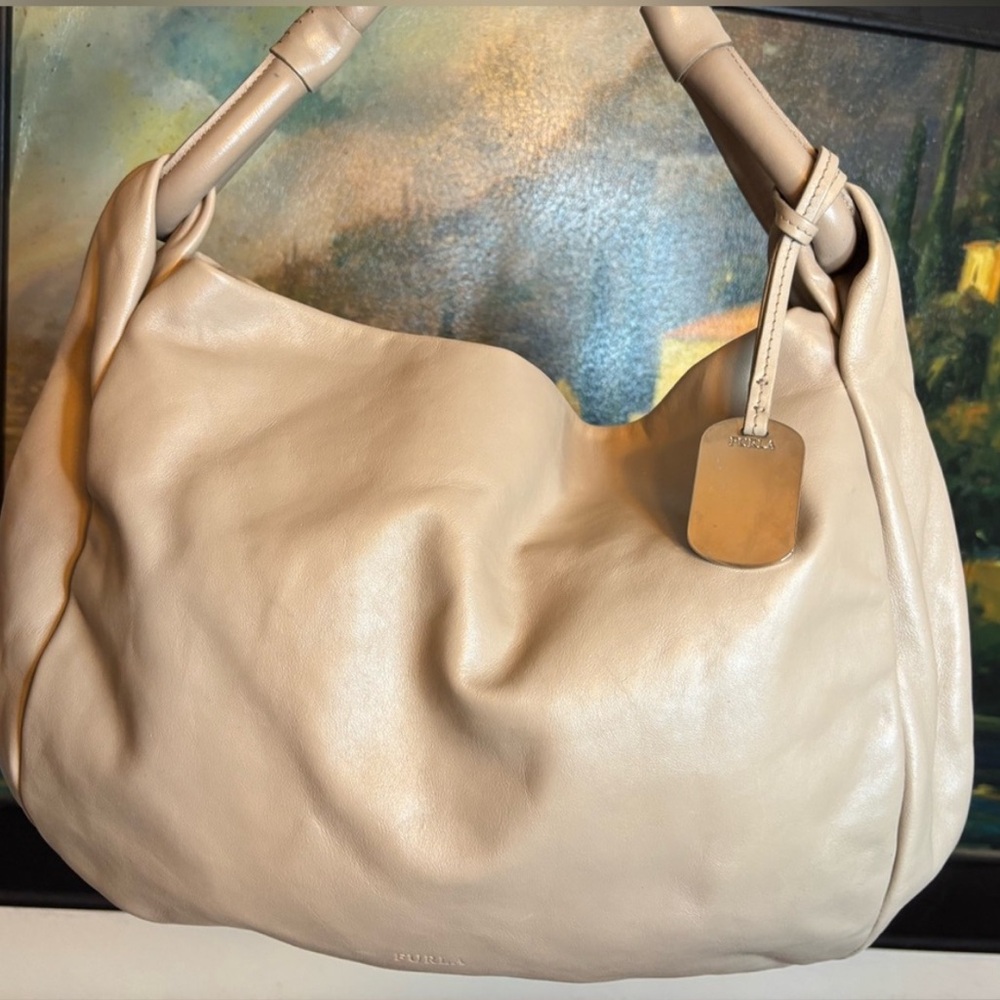 Furla Tan Leather Hobo Shoulder Bag
